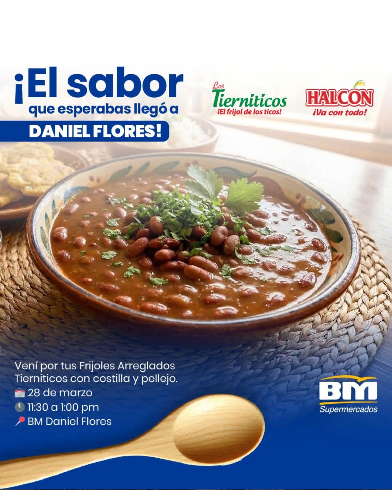 Pieza promocional de supermercado con frijoles arreglados