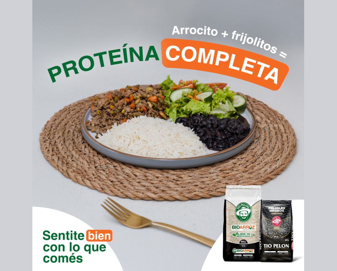 Plato Bioarroz + Frijoles Negros, proteína completa