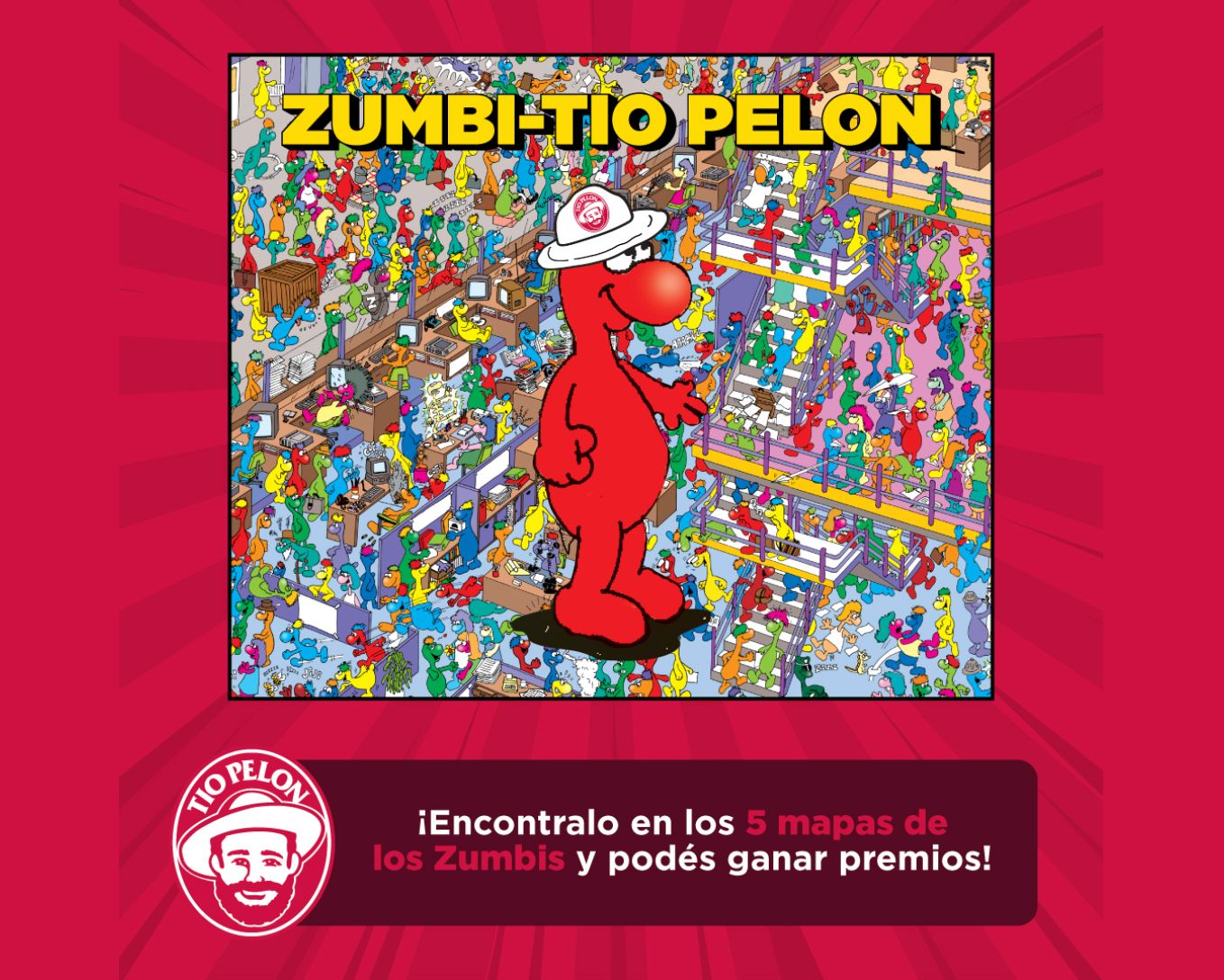 Encontralo: Zumbi-Tío Pelón estilo Where's Wally